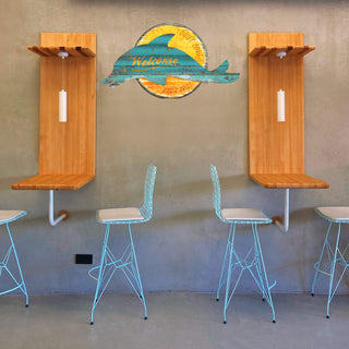 Coastal Metal Dolphin Welcome Sign Shaped Wall Art Meissenburg Designs