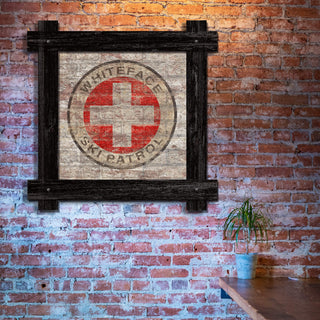Vintage Ski Patrol Sign - Framed Wall Art Brick Ghost Wall Art Meissenburg Designs
