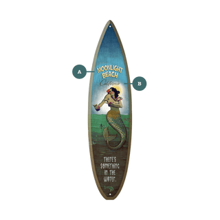Mermaid Mystique at Moonlight - Surfboard Wall Art Surfboard Wall Art Meissenburg Designs