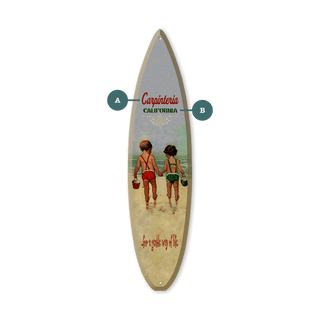 Children Holding Hands at the Beach - Surfboard Wall Art Surfboard Wall Art Meissenburg Designs