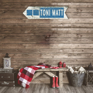 Ski Run Difficulty Arrow: Double Blue - Wood Wall Decor Shaped Wall Art Meissenburg Designs