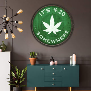 It's 4:20 Somewhere - Green - Barrel End Wall Art Barrel End Wall Art Meissenburg Designs