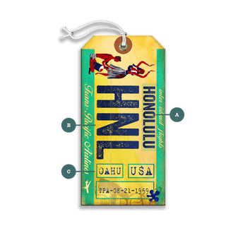 Trans Pacific Airlines: Honolulu - Luggage Tag Luggage Tag Wall Art Meissenburg Designs