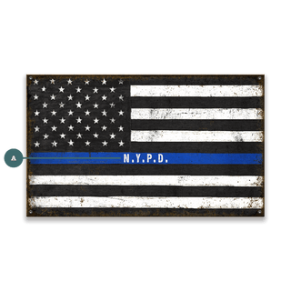Thin Blue Line - Wood & Metal Wall Art Wood & Metal Wall Art Meissenburg Designs Metal 14" x 8"