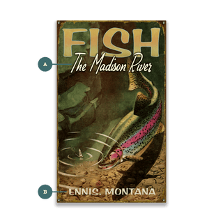 A Trout's Temptation - Wood & Metal Wall Art Wood & Metal Wall Art Meissenburg Designs Metal 8" x 14"