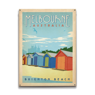Brighton Beach, Melbourne - Wood & Metal Wall Art Wood & Metal Wall Art Anderson Design Group Metal 9" x 12"