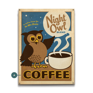 Night Owl Coffee - Wood & Metal Wall Art Wood & Metal Wall Art Anderson Design Group Metal 9" x 12"