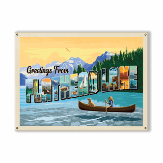 Flathead Lake, Montana: Greetings - Wood & Metal Wall Art Wood & Metal Wall Art Anderson Design Group Metal 12" x 9"
