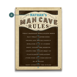 Man Cave Rules - Wood & Metal Wall Art Wood & Metal Wall Art Anderson Design Group Metal 9" x 12"
