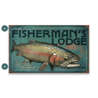 Fisherman's Rainbow Lodge - Wood & Metal Wall Art Wood & Metal Wall Art Ed Anderson Metal 8" x 14"