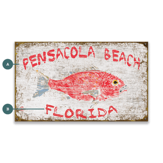 Pensacola Snapper - Wood & Metal Wall Art Wood & Metal Wall Art FishAye Trading Company Metal 14" x 8"