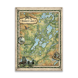 Brainerd Lakes, Minnesota: Illustrated Map - Wood & Metal Wall Art Wood & Metal Wall Art Lisa Middleton Metal 17" x 23"