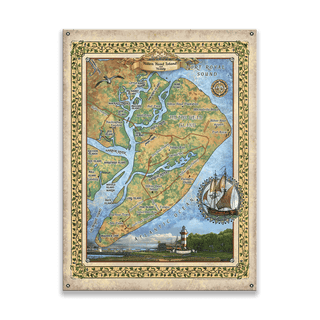 Hilton Head Island, South Carolina: Illustrated Map - Wood & Metal Wall Art Wood & Metal Wall Art Lisa Middleton Metal 17" x 23"