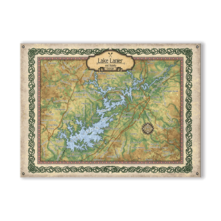 Lake Lanier, Georgia: Illustrated Map - Wood & Metal Wall Art Wood & Metal Wall Art Lisa Middleton Metal 23" x 17"