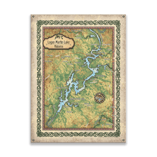 Logan Martin Lake, Alabama: Illustrated Map - Wood & Metal Wall Art Wood & Metal Wall Art Lisa Middleton Metal 17" x 23"