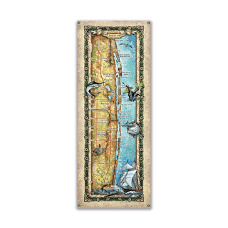 Lake Worth Lagoon, Florida: Illustrated Map - Wood & Metal Wall Art Wood & Metal Wall Art Lisa Middleton Metal 14" x 36"