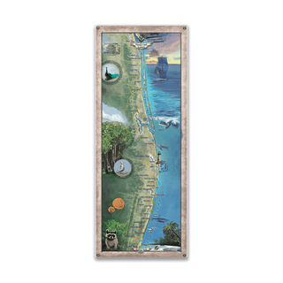 The Treasure Coast of Florida: Illustrated Map - Wood & Metal Wall Art Wood & Metal Wall Art Lisa Middleton Metal 14" x 36"