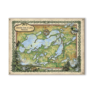 Whitefish Chain of Lakes, Minnesota: Illustrated Map - Wood & Metal Wall Art Wood & Metal Wall Art Lisa Middleton Metal 23" x 17"