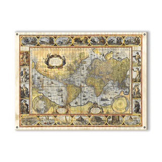 1630 Nova Totius Terrarum Orbis Geographica World Map - Wood & Metal Wall Art Wood & Metal Wall Art Lisa Middleton Metal 23" x 17"