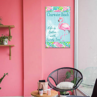 Sandy Toes Tropical Flamingo - Wood & Metal Wall Art Wood & Metal Wall Art Joanne Murphy
