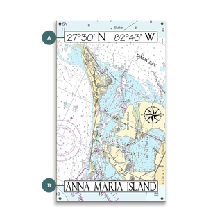 Anna Maria Island, FL, Area Chart - Wood & Metal Wall Art Wood & Metal Wall Art Joanne Murphy Metal 8" x 14"