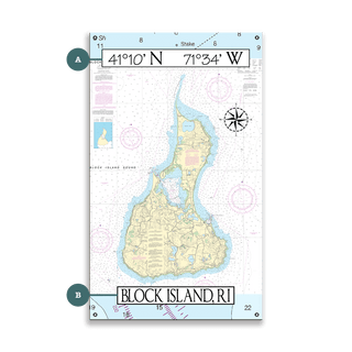 Block Island, RI, Area Chart - Wood & Metal Wall Art Wood & Metal Wall Art Joanne Murphy Metal 8" x 14"