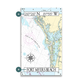 Fort Myers, FL, Area Chart - Wood & Metal Wall Art Wood & Metal Wall Art Joanne Murphy Metal 8" x 14"