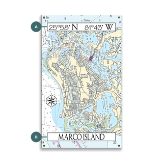 Marco Island, FL, Area Chart - Wood & Metal Wall Art Wood & Metal Wall Art Joanne Murphy Metal 8" x 14"