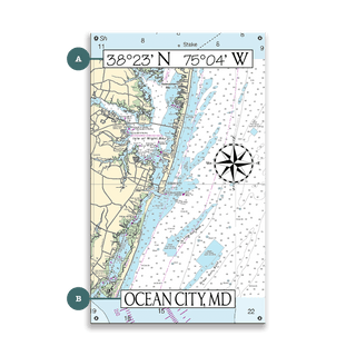 Ocean City, MD, Area Chart - Wood & Metal Wall Art Wood & Metal Wall Art Joanne Murphy Metal 8" x 14"