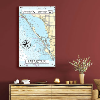 Sarasota, FL, Area Chart - Wood & Metal Wall Art Wood & Metal Wall Art Joanne Murphy