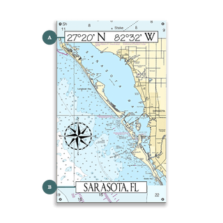 Sarasota, FL, Area Chart - Wood & Metal Wall Art Wood & Metal Wall Art Joanne Murphy Metal 8" x 14"
