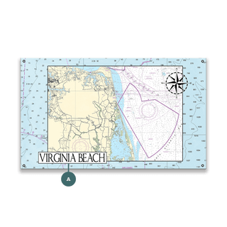 Virginia Beach, VA, Zoomed Out Area Chart - Wood & Metal Wall Art Wood & Metal Wall Art Joanne Murphy Metal 14" x 8"