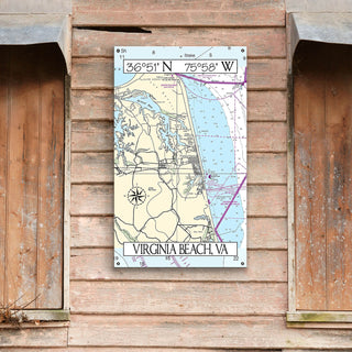 Virginia Beach, VA, Zoomed In Area Chart - Wood & Metal Wall Art Wood & Metal Wall Art Joanne Murphy