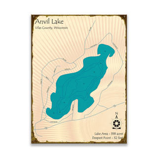 Anvil Lake, Wisconsin - Wood & Metal Wall Art Wood & Metal Wall Art Lake Art Metal 17" x 23"