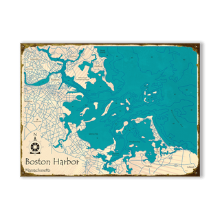 Boston Harbor, Massachusetts - Wood & Metal Wall Art Wood & Metal Wall Art Lake Art Metal 23" x 17"