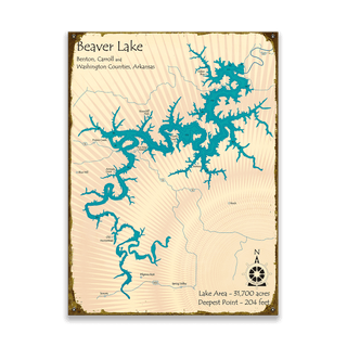 Beaver Lake, Arkansas - Wood & Metal Wall Art Wood & Metal Wall Art Lake Art Metal 17" x 23"