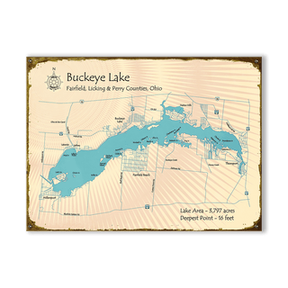 Buckeye Lake, Ohio - Wood & Metal Wall Art Wood & Metal Wall Art Lake Art Metal 23" x 17"