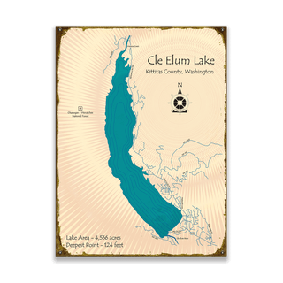 Cle Elum Lake, Washington - Wood & Metal Wall Art Wood & Metal Wall Art Lake Art Metal 9" x 12"