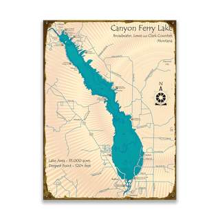 Canyon Ferry Lake, Montana - Wood & Metal Wall Art Wood & Metal Wall Art Lake Art Metal 9" x 12"