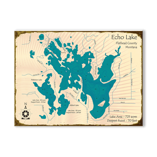 Echo Lake, Montana - Wood & Metal Wall Art Wood & Metal Wall Art Lake Art Metal 23" x 17"