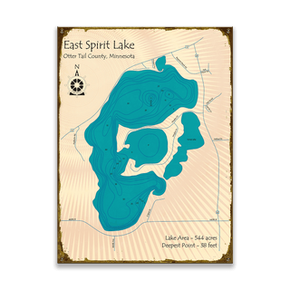 East Spirit Lake, Minnesota - Wood & Metal Wall Art Wood & Metal Wall Art Lake Art Metal 17" x 23"