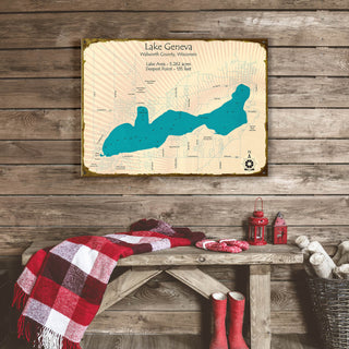Lake Geneva, Wisconsin - Wood & Metal Wall Art Wood & Metal Wall Art Lake Art