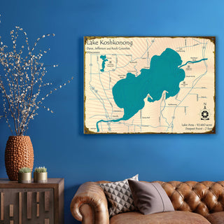 Lake Koshkonong, Wisconsin - Wood & Metal Wall Art Wood & Metal Wall Art Lake Art