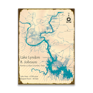 Lake Lyndon B. Johnson, Texas - Wood & Metal Wall Art Wood & Metal Wall Art Lake Art