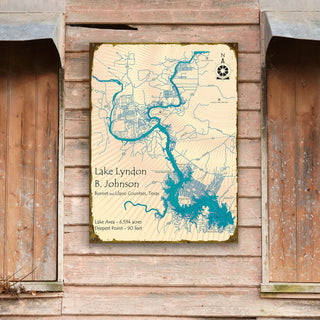 Lake Lyndon B. Johnson, Texas - Wood & Metal Wall Art Wood & Metal Wall Art Lake Art