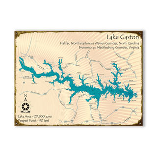 Lake Gaston, NC VA - Wood & Metal Wall Art Wood & Metal Wall Art Lake Art Metal 23" x 17"
