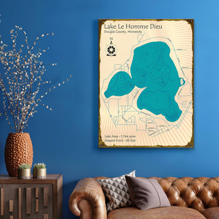 Lake Le Homme Dieu, Douglas County, Minnesota - Wood & Metal Wall Art Wood & Metal Wall Art Lake Art