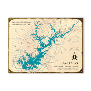 Lake Lanier, Georgia - Wood & Metal Wall Art Wood & Metal Wall Art Lake Art Metal 23" x 17"