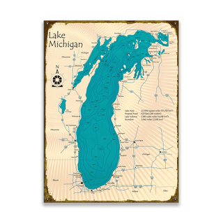 Lake Michigan - Wood & Metal Wall Art Wood & Metal Wall Art Lake Art Metal 17" x 23"