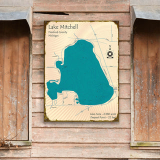 Lake Mitchell, Wexford County, Michigan - Wood & Metal Wall Art Wood & Metal Wall Art Lake Art